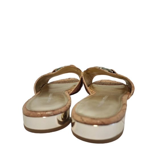 EUC Donald Pliner Falta Cork Leather Buckle Slides Sandals - Picture 6 of 10